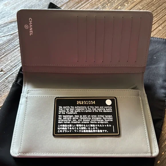 CHANEL Gray Quilted Chevron LeBoy Lambskin Long Wallet Clutch - Picture 6 of 15